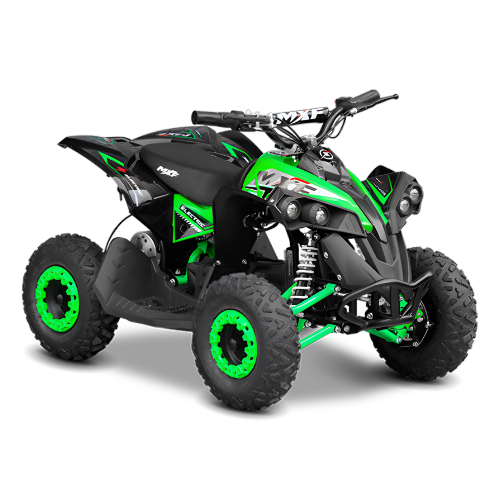 Mini quadriciclo elétrico MXF Thor Electric 1000W verde em cenário de lazer - Burt Motos Campinas.